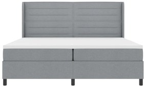 Boxspring Ágy Matrac &amp; LED Világosszürke 200x200 cm Szövet