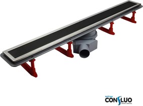 Pestan zuhanyfolyóka Confluo Premium Line FEKETE üveg 55 cm