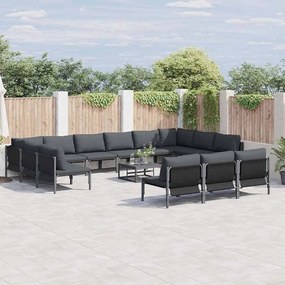 Kerti Kanapé Szett 14 pcs Antracitszürke Acél