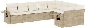 vidaXL 9 részes bézs polyrattan kerti ülőgarnitúra párnákkal