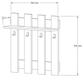 Fali akasztó CARINA 70x70 cm fehér