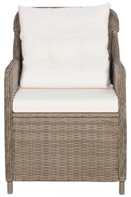 9 részes barna kültéri polyrattan étkezőgarnitúra párnákkal