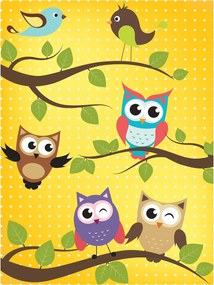 Fotótapéta Baglyok madarak vidám színek vinil 184x254 +ragasztó