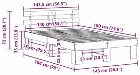 Ágykeret fejtámlával Fehér 140 x 190 cm