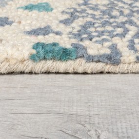 Kék-bézs kézi szövésű gyapjú szőnyeg 120x170 cm Eloise Patchwork – Flair Rugs