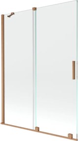 Mexen Velar, 2 szárnyas eltolható kádparaván 130 x 150 cm, 8mm átlátszó üveg, rézmatt, 896-130-000-01-65