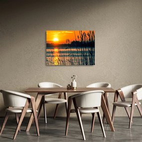 Kép - Naplemente a tó felett (üvegen) (70x50 cm)