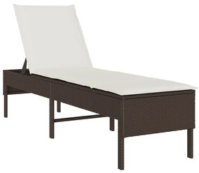 barna polyrattan napozóágy párnával 55x200x44 cm