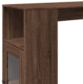 barna tölgy szerelt fa tárolórekeszes bárasztal 101x40x103,5 cm