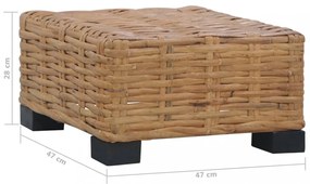 természetes rattan dohányzóasztal 47 x 47 x 28 cm