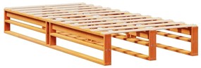 viaszbarna tömör fa könyvespolcos ágy matrac nélkül 75 x 190 cm