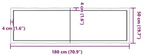 világosbarna kezelt tömör asztallap 180x50x(2-6) cm
