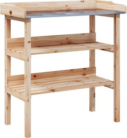 vidaXL tömör fenyőfa növénytartó asztal polcokkal 78x38x82,5 cm