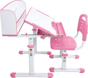 Növekvő íróasztal és szék, rózsaszín/fehér, set ZION