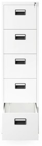 Fém irattartó szekrény, 5 fiókos SARA V5, 460 x 1630 x 620 mm, fehér