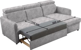 Kinyitható ülőgarnitúra, világosszürke, ALECHANDRO B ROH