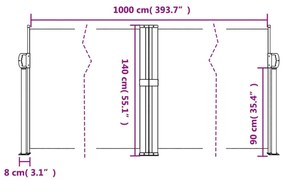 sötétzöld behúzható oldalsó napellenző 140 x 1000 cm