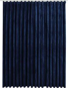 vidaXL sötétkék bársony sötétítőfüggöny kampókkal 290 x 245 cm