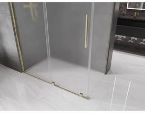 Mexen Velar, zuhanykabin tolóajtóval 130 x 75 cm, 8 mm-es matt üveg, arany fényes, 871-130-075-31-50