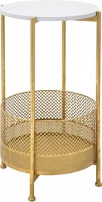 Dohányzóasztal kosárral, arany kerettel, Ø 35 cm