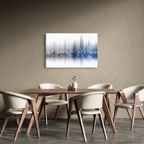 Kép - Panoráma a városra, kék-szürke (90x60 cm)