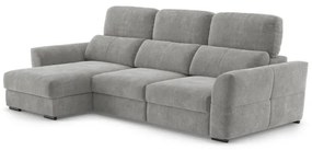 Univerzális kihúzható háromszemélyes sarokkanapé tárolóval TRENTO világosszürke