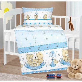 Bellatex pamut bölcsőágynemű Agata mackó kék, 90 x135 cm, 45 x 60 cm, 45 x 60 cm