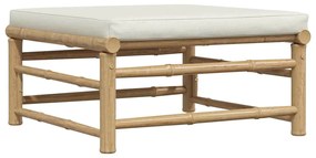 vidaXL bambusz kerti lábtartó krémfehér párnával