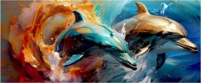 Kép - Delfin festmény (120x50 cm)