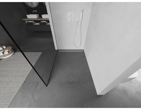 Mexen Kioto, Walk-In zuhany paraván 80 x 200 cm, 8mm üveg tiszta / fekete mintás, fehér profil, 800-080-101-20-70