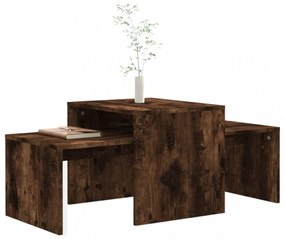 füstös tölgy színű szerelt fa dohányzóasztalszett 100x48x40 cm