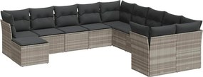 vidaXL 11 részes világosszürke polyrattan kerti ülőgarnitúra párnákkal