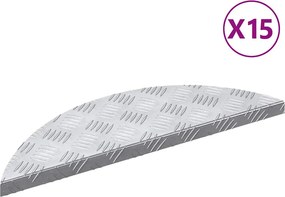 vidaXL Lépcsőfok Félhold 15 pcs Ezüst 60 x 18 x 2,5 cm Alumínium