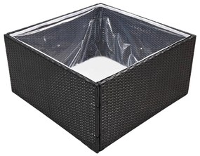 Fekete polyrattan kerti ültetőláda 80 x 80 x 40 cm