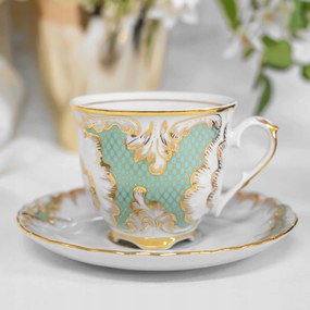 Ćmielów csésze Rococo Türkiz 250 ml – aranyozás tanúsítvány