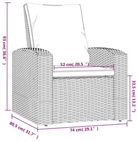 szürke polyrattan dönthető kerti szék párnával