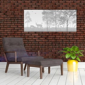Kép - rét szarvasokkal (120x50 cm)