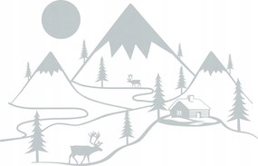 Flizelin fotótapéta Hegyek és szarvasok téli táj házikó 300x210 +ragasztó