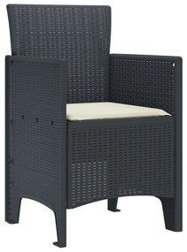 Kerti Szék 2 db Antracit, Krém Műanyag Rattan Standart Tartós