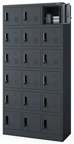 KAROL többrekeszes szociális szekrény, 900 x 1850 x 400 mm, antracitszürke