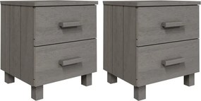 vidaXL HAMAR 2 db világosszürke tömör fa éjjeliszekrény 40x35x44,5 cm
