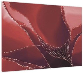 Üveg kép - Piros absztrakt virág N⁰2 (70x50 cm)