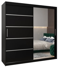 Ruhászekrény 200 cm tükörrel Verika 2 200 (fekete). 1064229