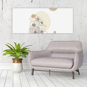 Kép - Bézs virágok pillangóval N⁰4 (120x50 cm)