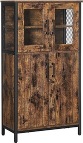 Tárolószekrény, többcélú szekrény 60 x 108 x 30 cm, rusztikus barna és fekete