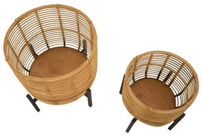 2 db-os rattan virágtartó állvány szett, magasság 47 cm - Mauro Ferretti