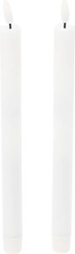 Asztali Gyertya Viaszolt Fehér Sima Led 25 CM 2 Db Elemes Távirányítóval