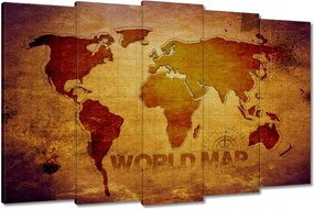 Festmények 150x95 Barna világtérkép World map