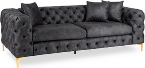 Sofa SORRENTO 3S Trzyosobowa Czarna Welurowa