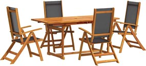 vidaXL 7 részes tömör akácfa és textilén kerti étkezőgarnitúra